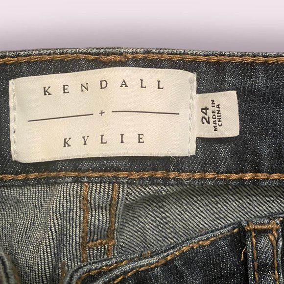 Kendall & Kylie | Women’s | Dark Wash Distressed Moto Style Jeans | Size: 24 - Picture 5 of 6
